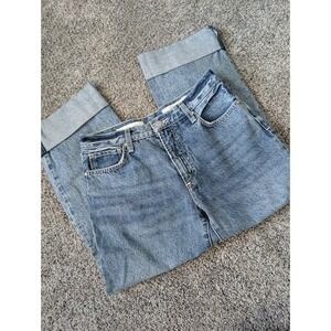 Pilcro and the Letterpress Folio Jeans Women Light Wash Cuffed Straight Leg